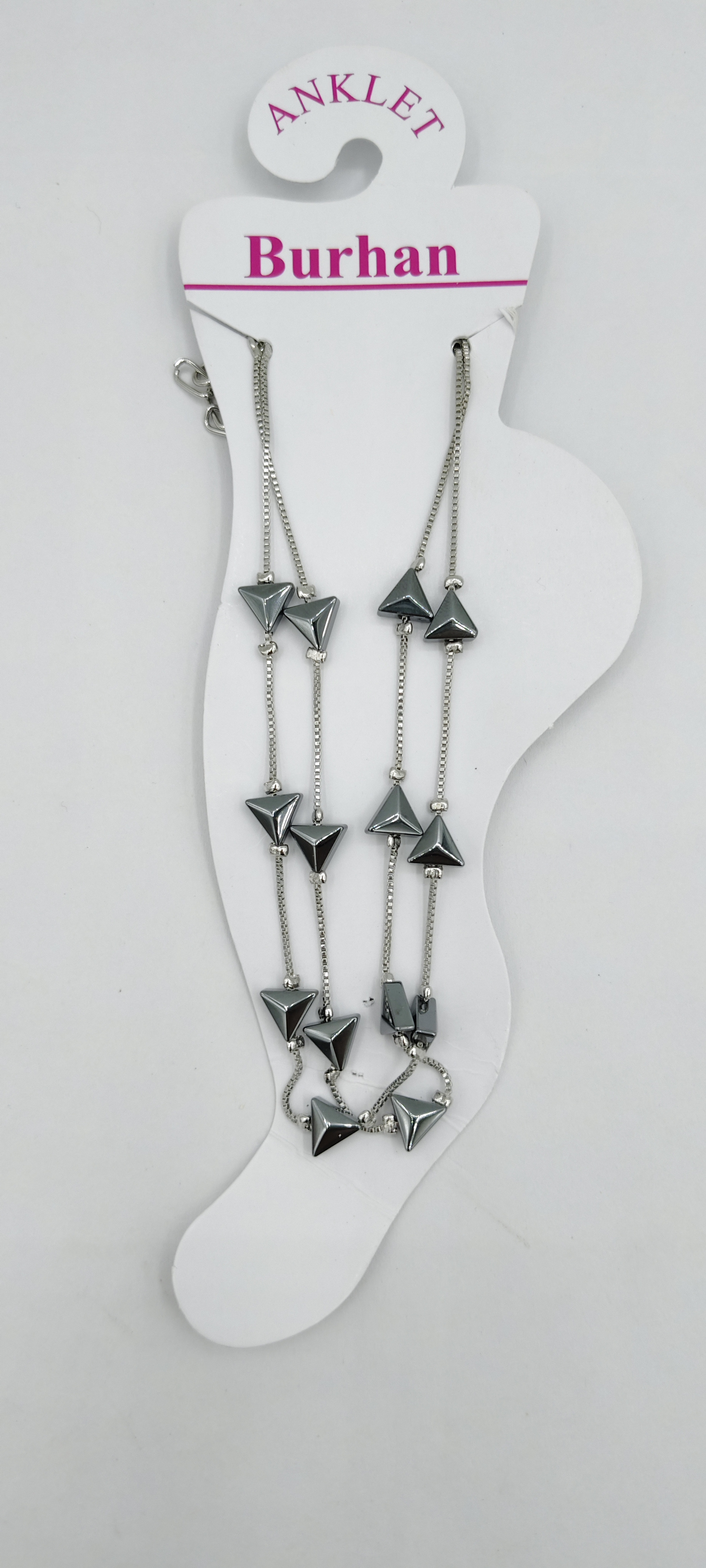 RODIUM CHAIN BLACK BEADS PAYAL - 0081