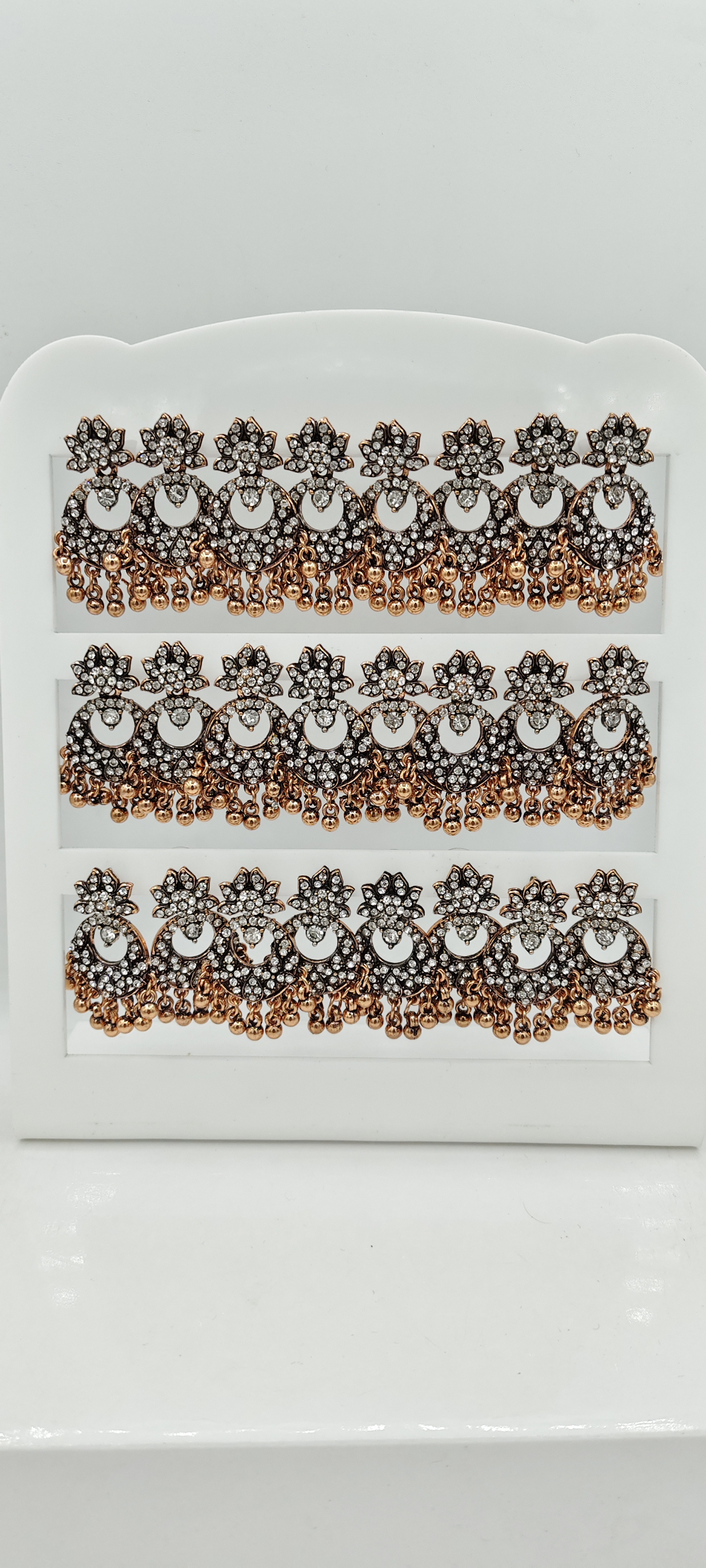 COPPER ANTIQUE WT STN BAJRI 12 TRAY EARRINGS - 525911