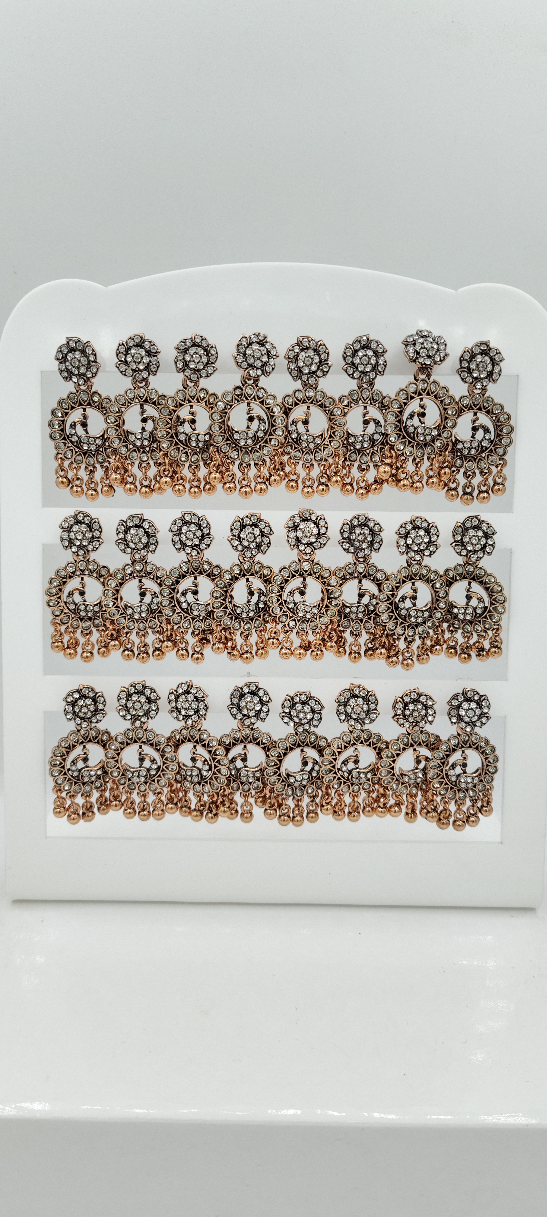 COPPER ANTIQUE WT STN BAJRI 12 TRAY EARRINGS - 525984