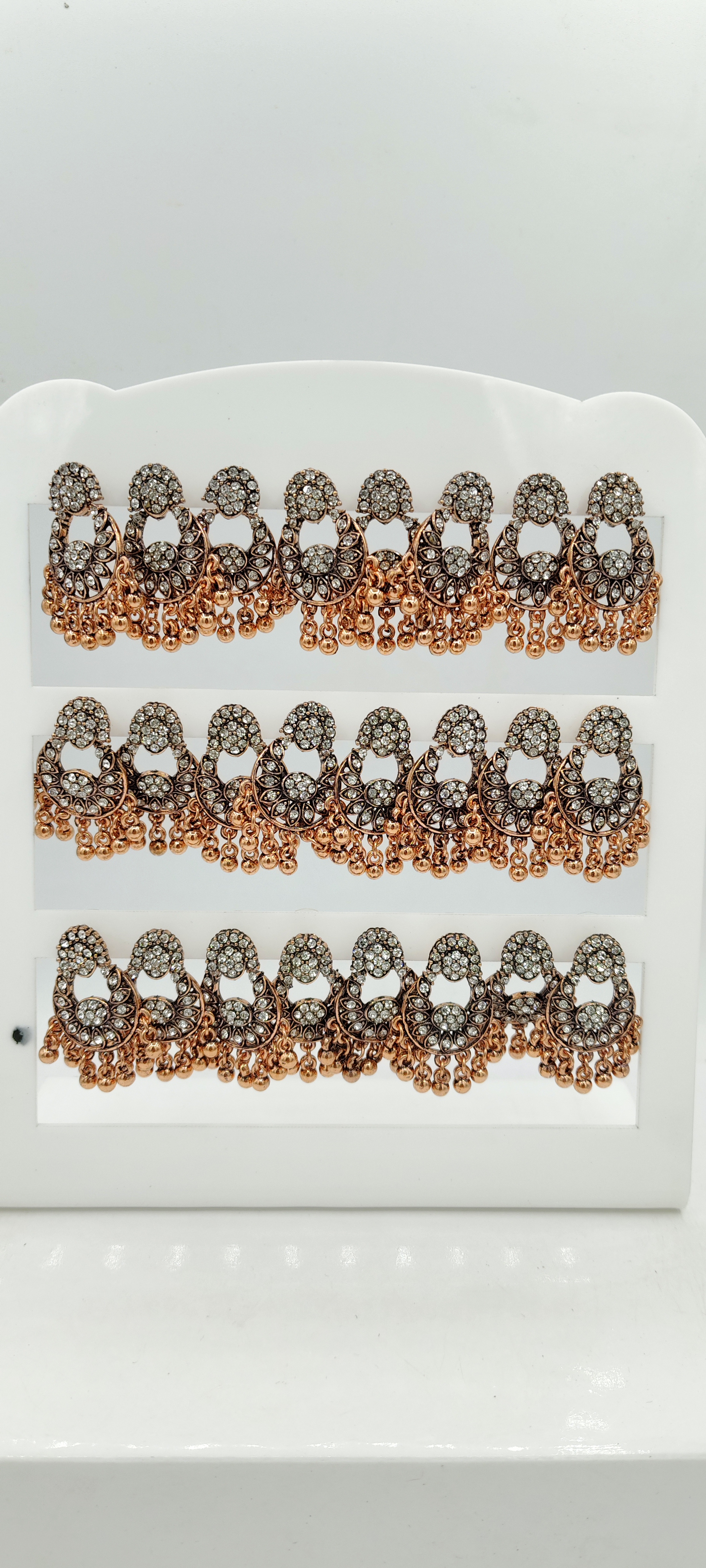 COPPER ANTIQUE WT STN BAJRI 12 TRAY EARRINGS - 525912