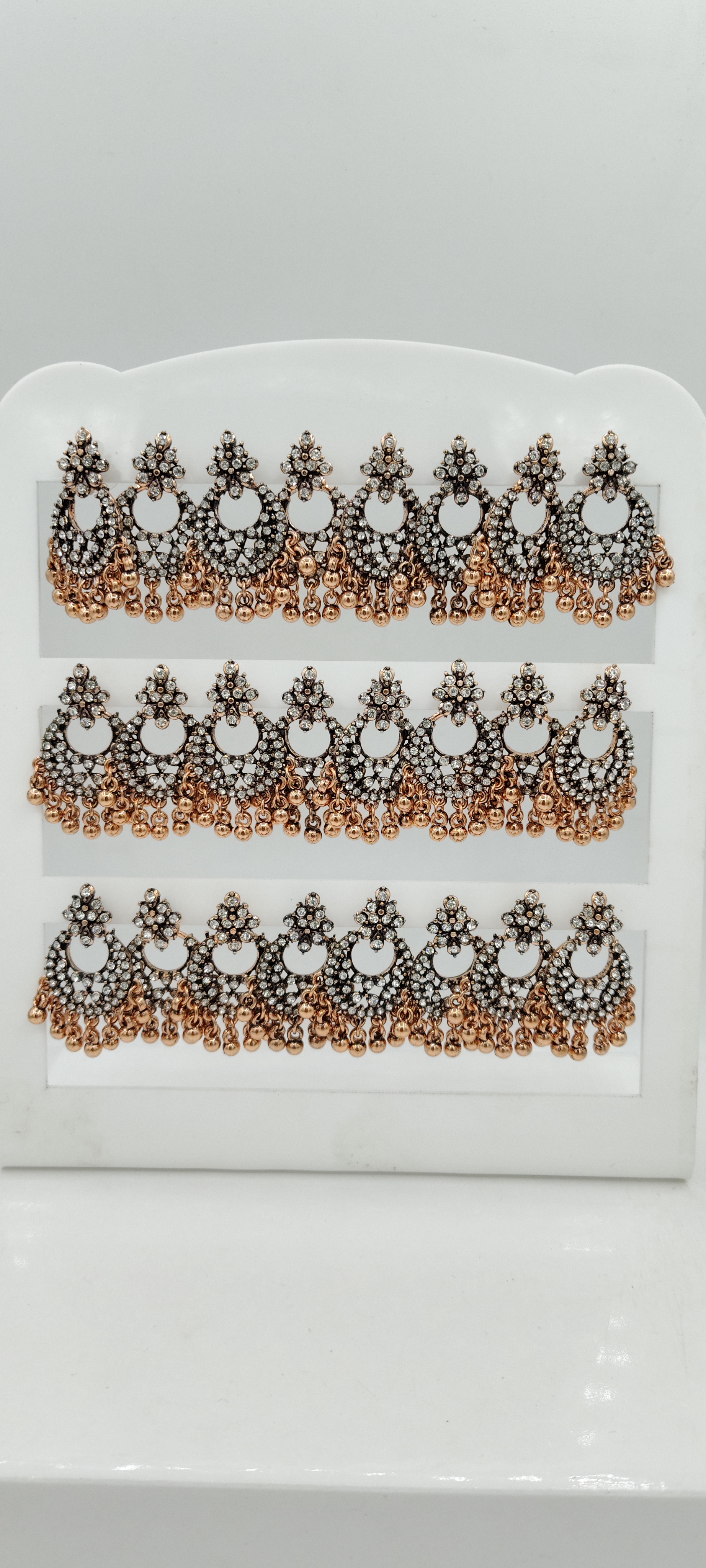 COPPER ANTIQUE WT STN BAJRI 12 TRAY EARRINGS - 525915