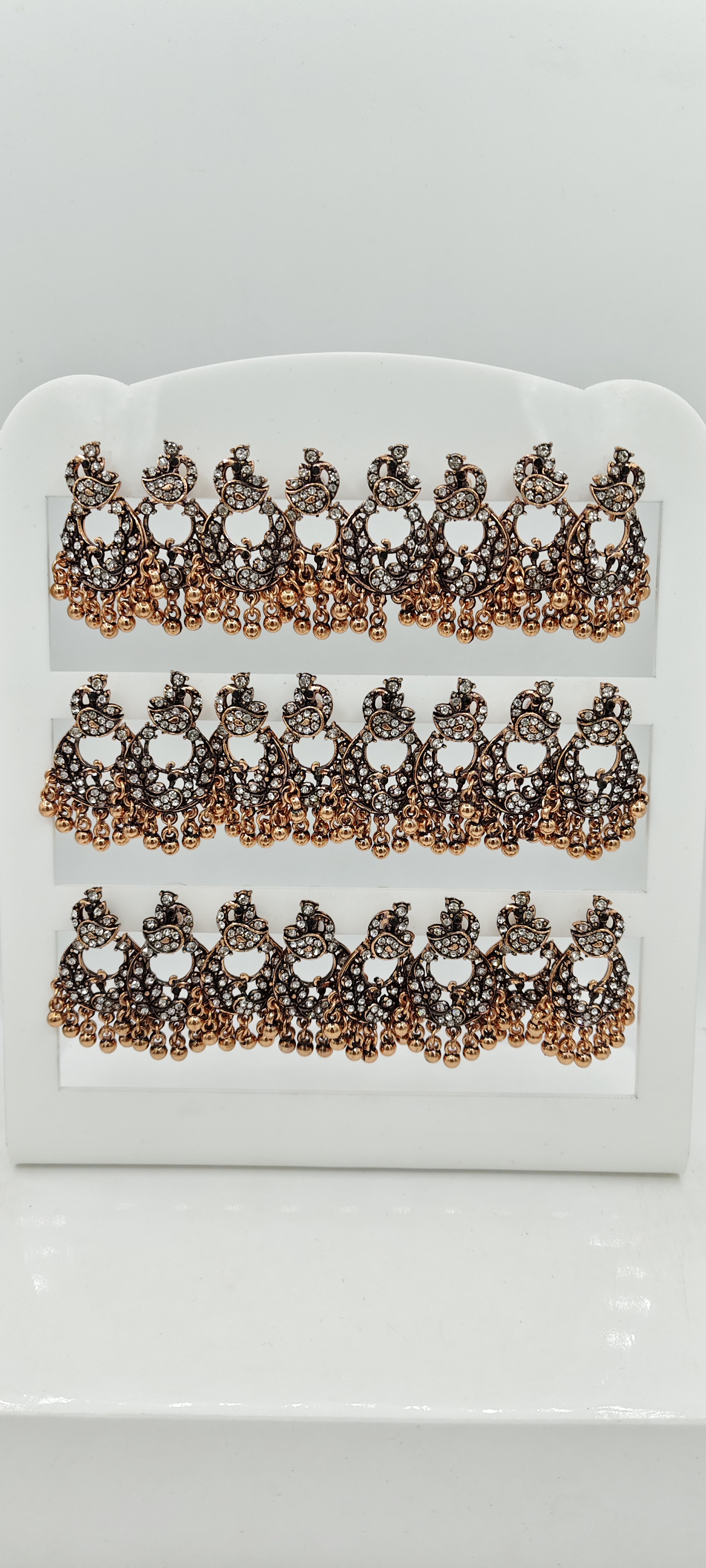 COPPER ANTIQUE WT STN BAJRI 12 TRAY EARRINGS - 525910