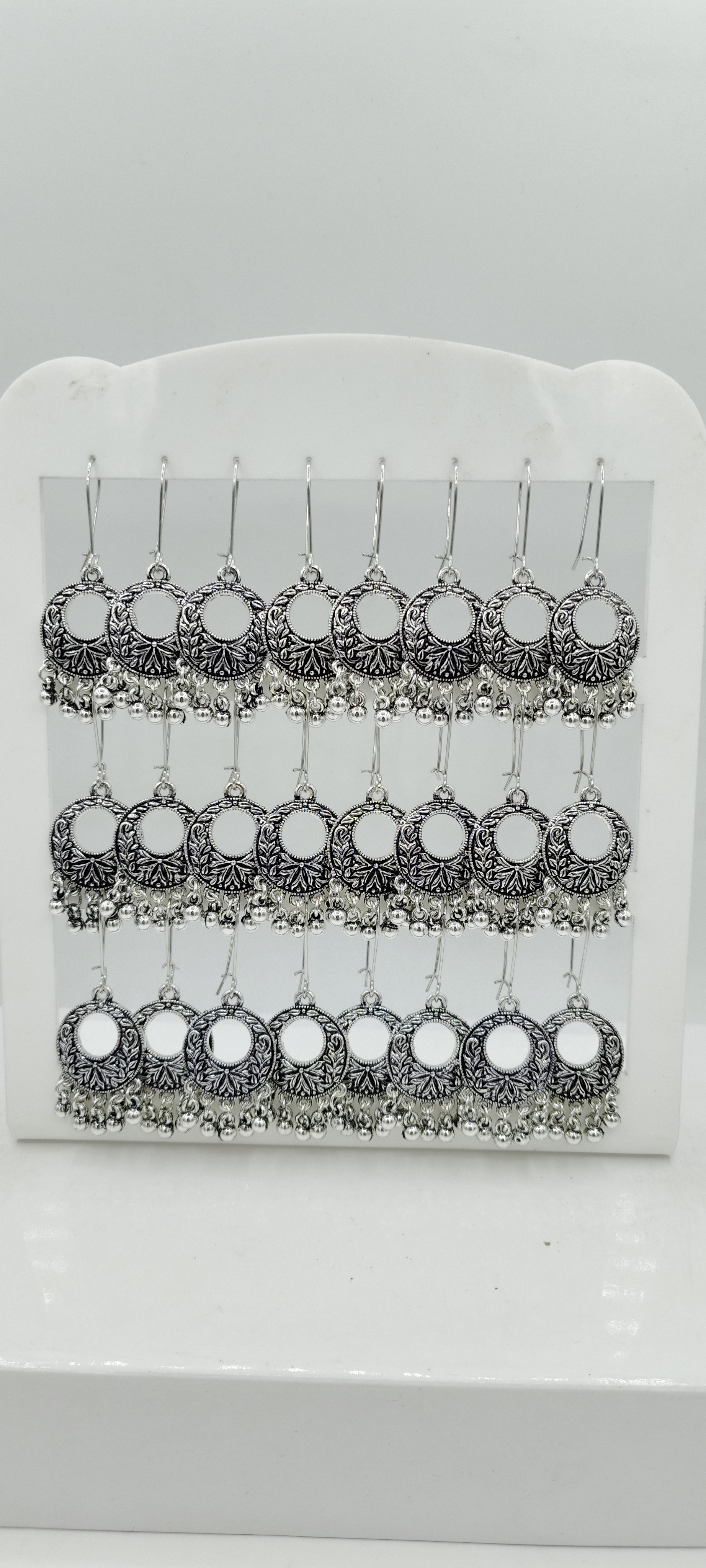 GERMAN ANTIQUE PLAIN AKDA 12 TRAY BAJRI FITTING EARRINGS - 527230