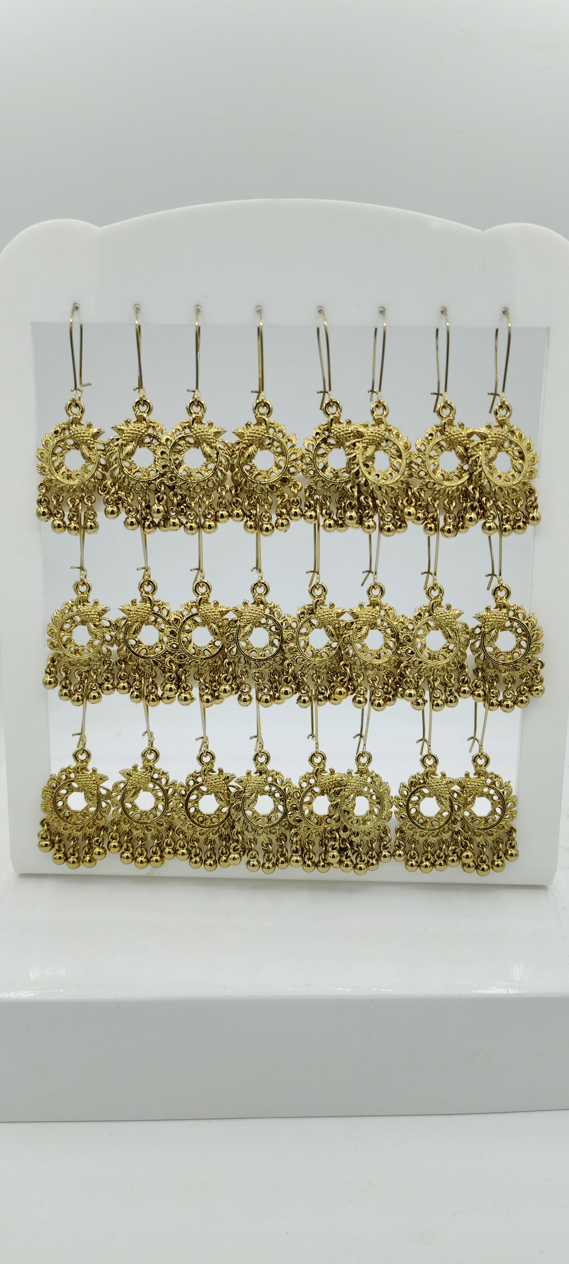 MEHENDI ANTIQUE PLAIN AKDA 12 PAIR TRAY EARRINGS - 527235