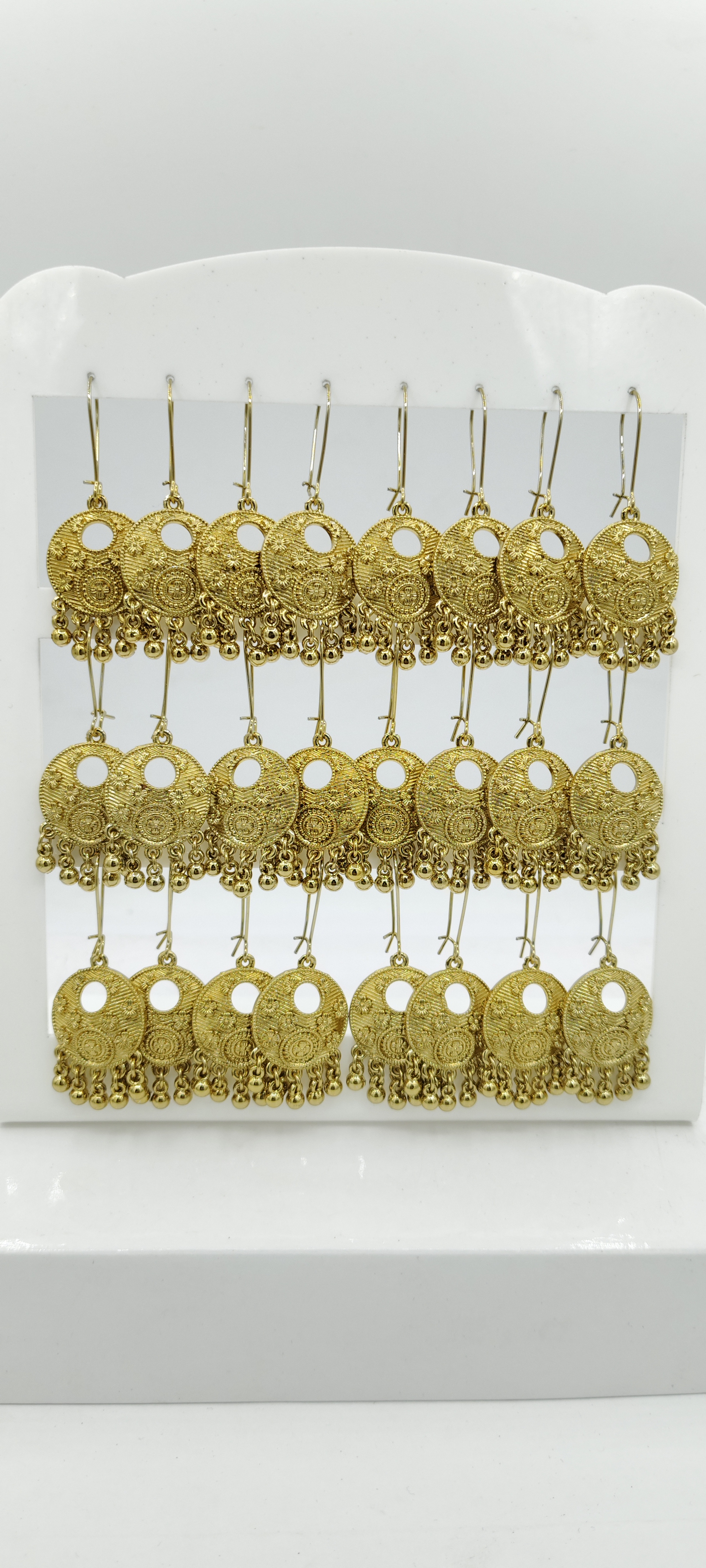 MEHENDI ANTIQUE PLAIN AKDA 12 PAIR TRAY BAJRI EARRINGS - 527186