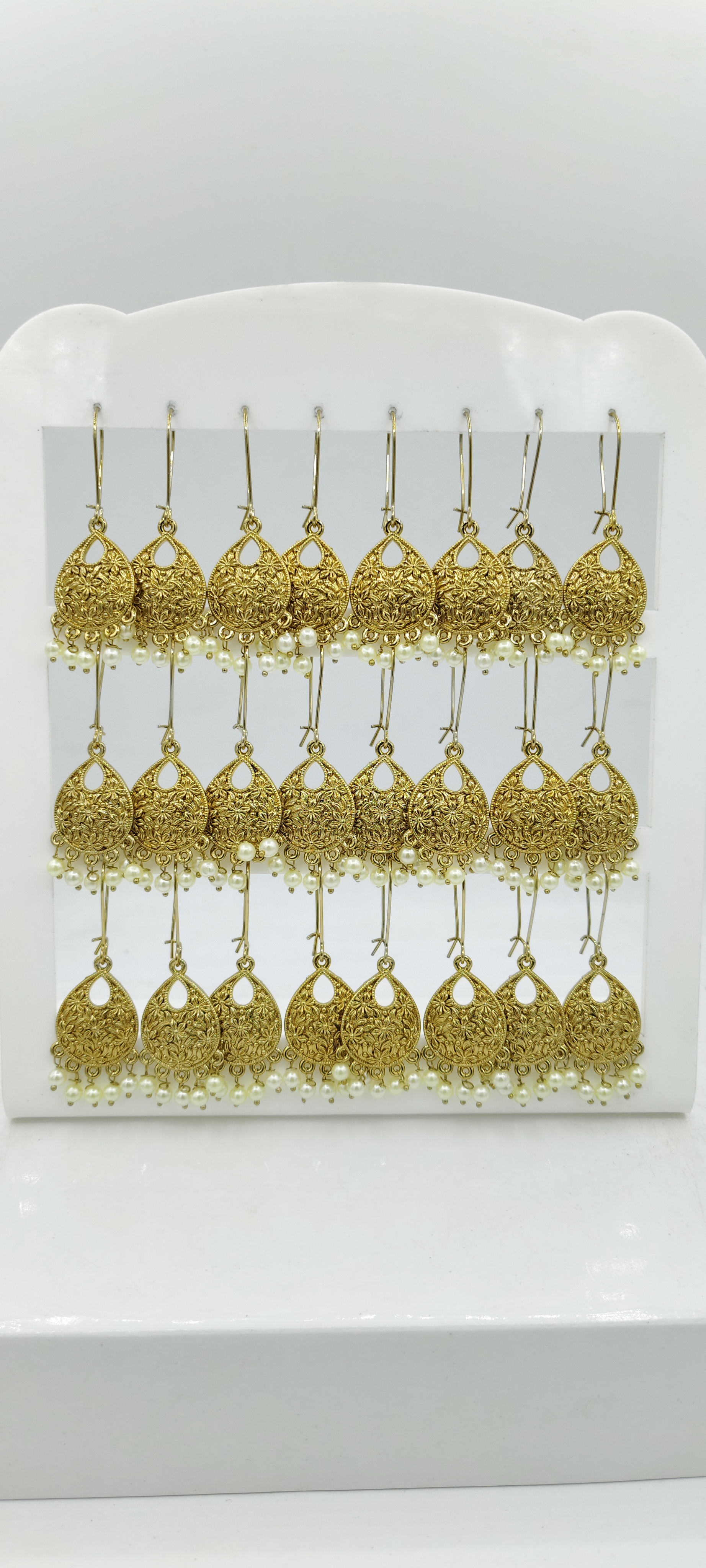 MEHENDI ANTIQUE PLAIN AKDA 12 TRAY BAJRI EARRINGS - 527192