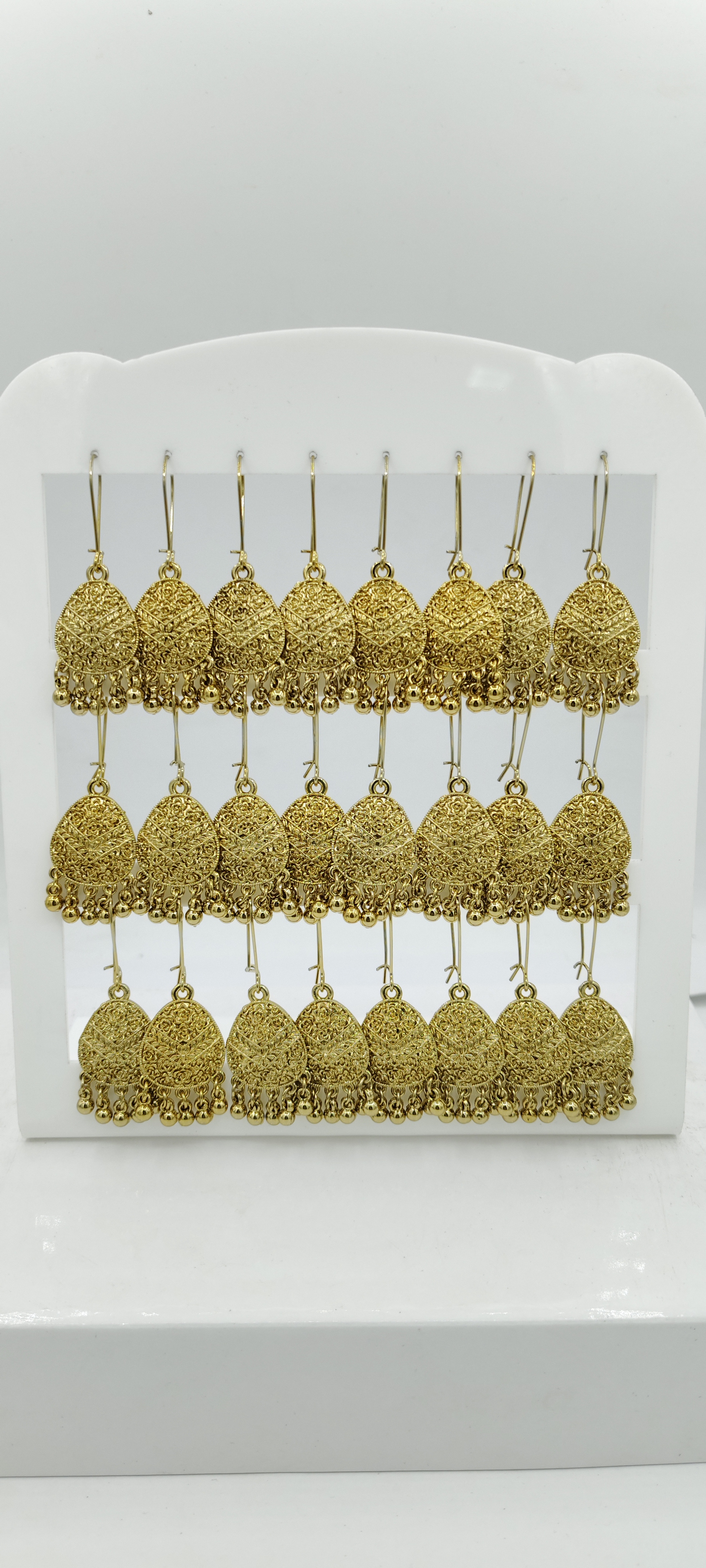 MEHENDI ANTIQUE PLAIN AKDA 12 PAIR TRAY EARRINGS - 527234