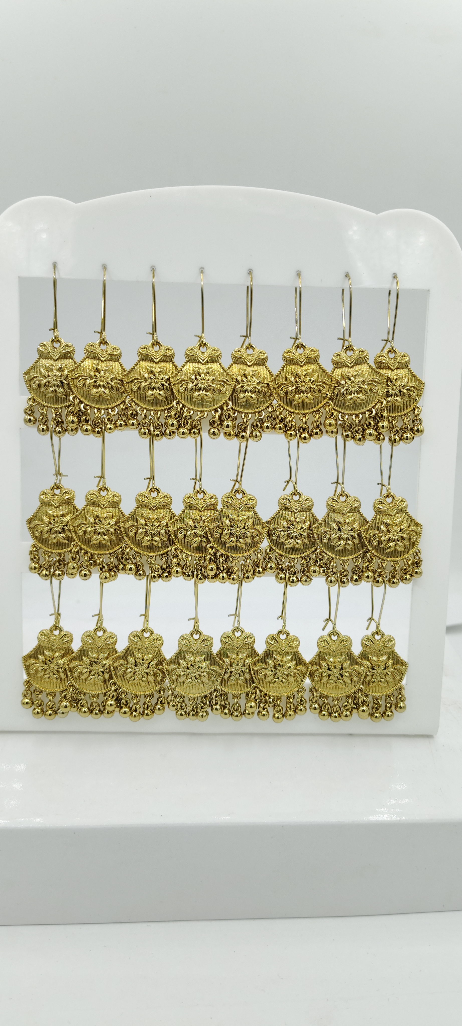 MEHENDI ANTIQUE PLAIN AKDA 12 PAIR TRAY EARRINGS - 527236