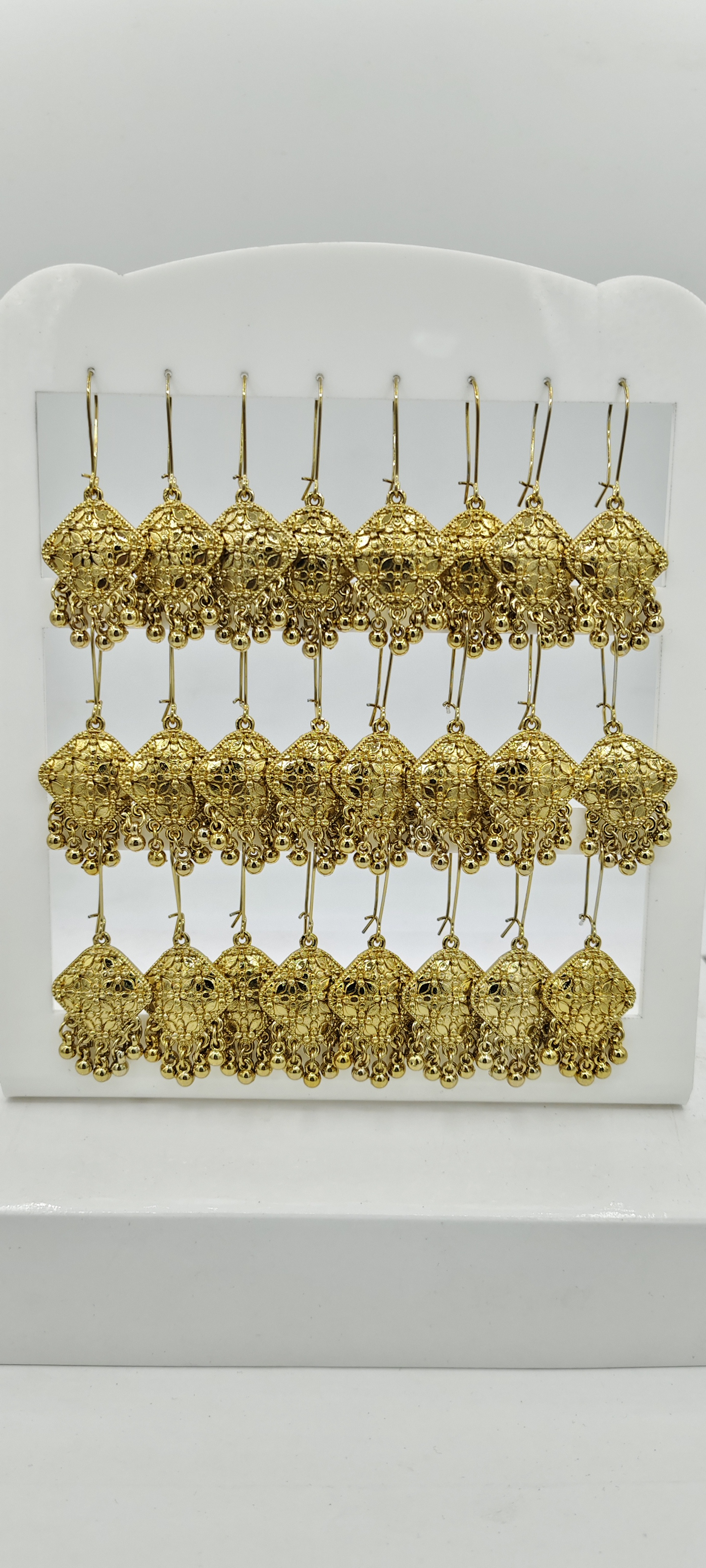 MEHENDI ANTIQUE PLAIN AKDA 12 PAIR TRAY BAJRI EARRINGS - 527188
