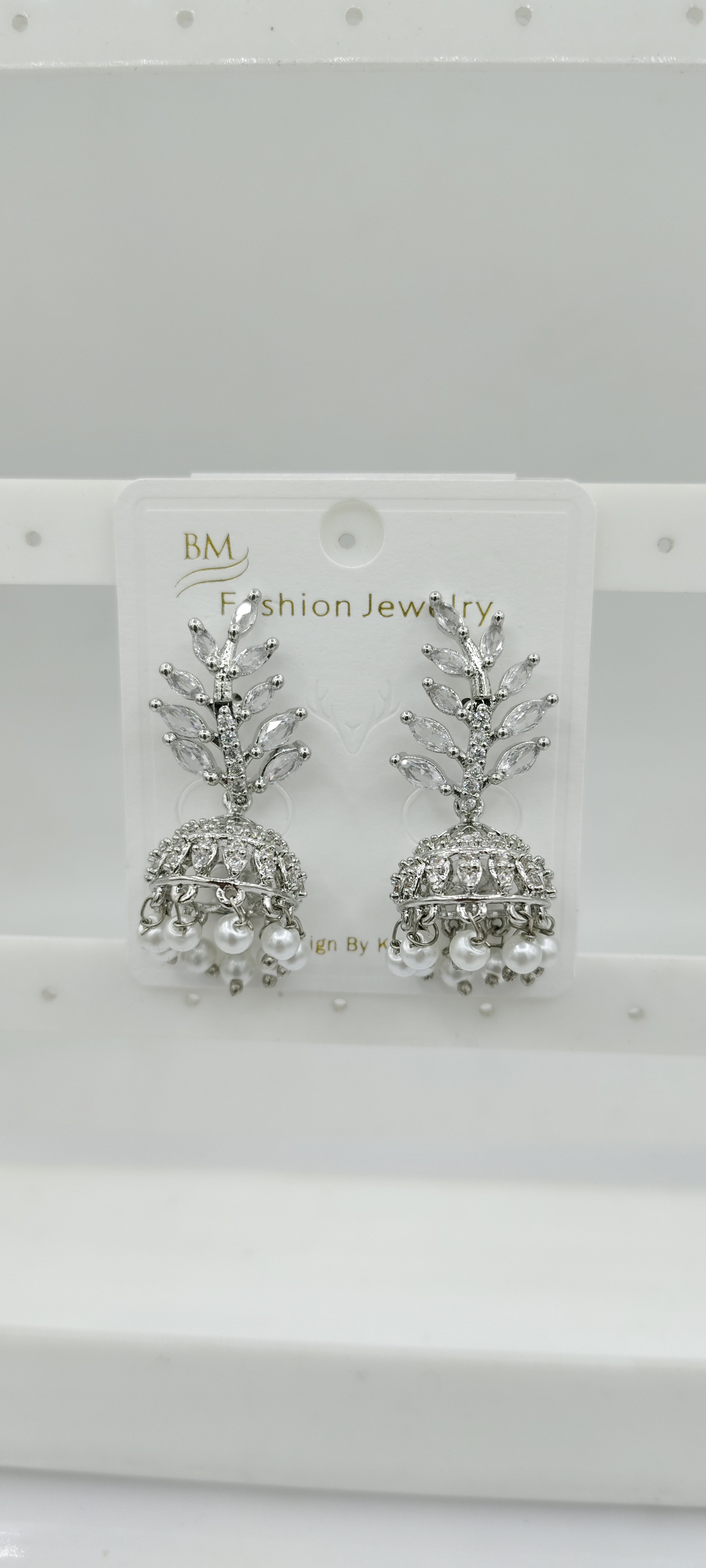 AD RODIUM WHITE JHUMKI - 21171 NX