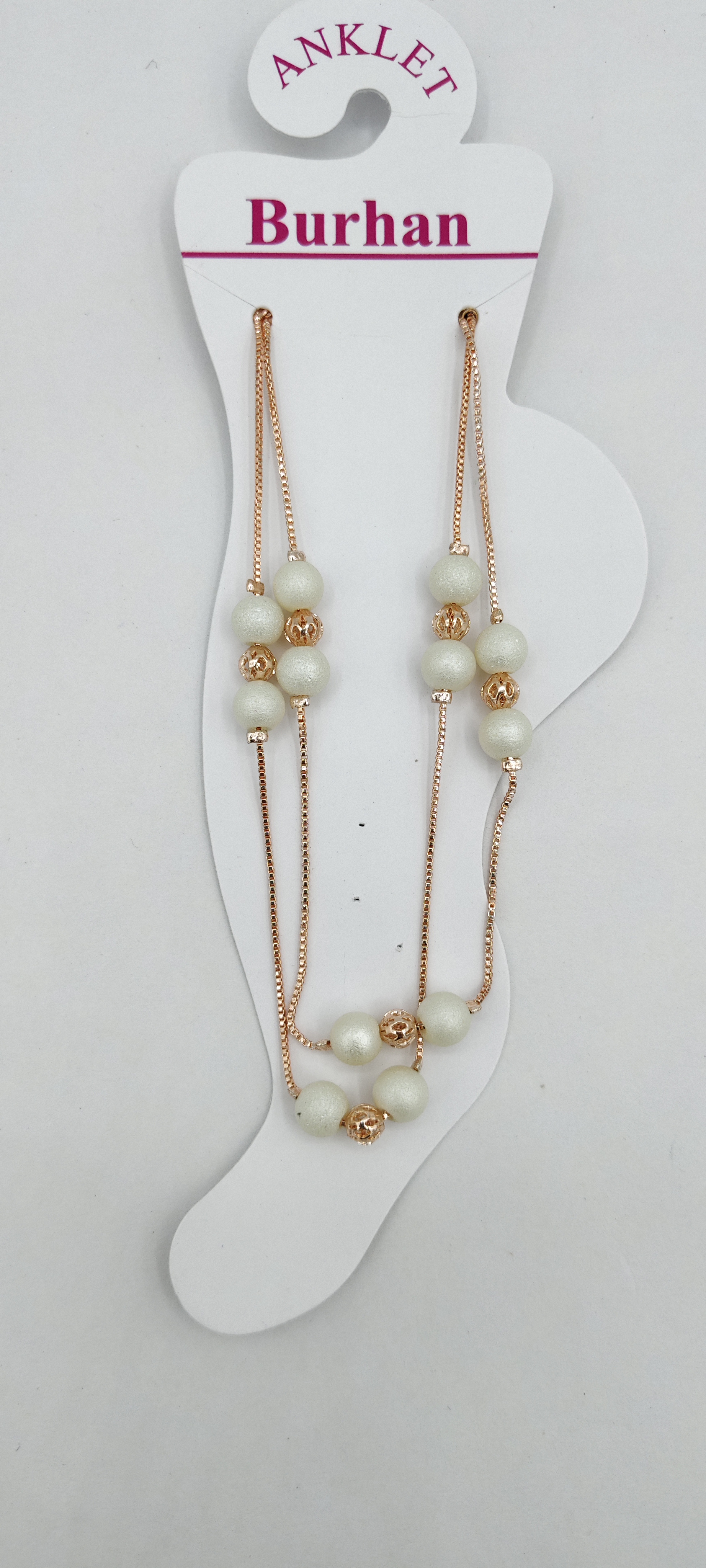 ROSE CHAIN WHITE MOTI PAYAL - 0114