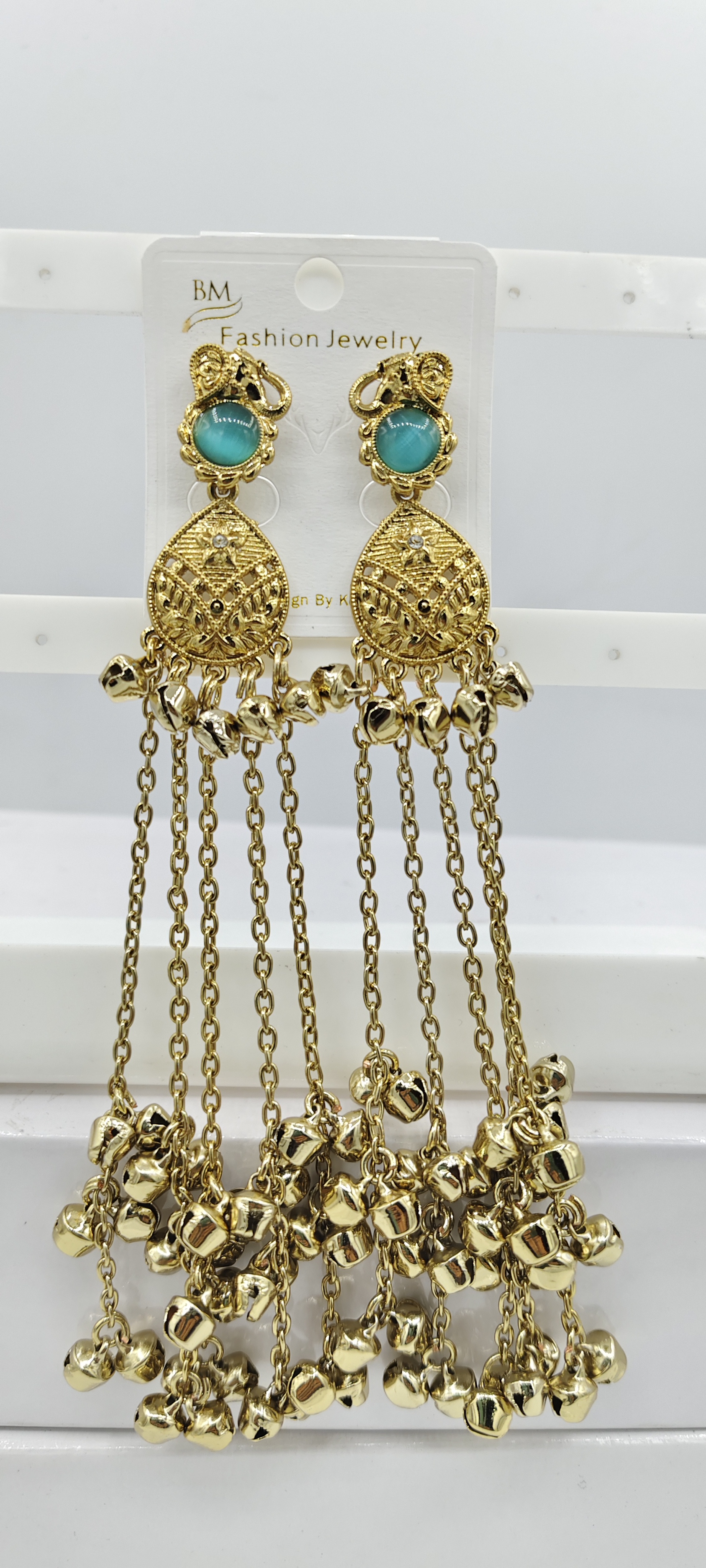 MEHENDI ANTIQUE COLOR MONALISA KASHMIRI LATKAN EARRINGS - 527172