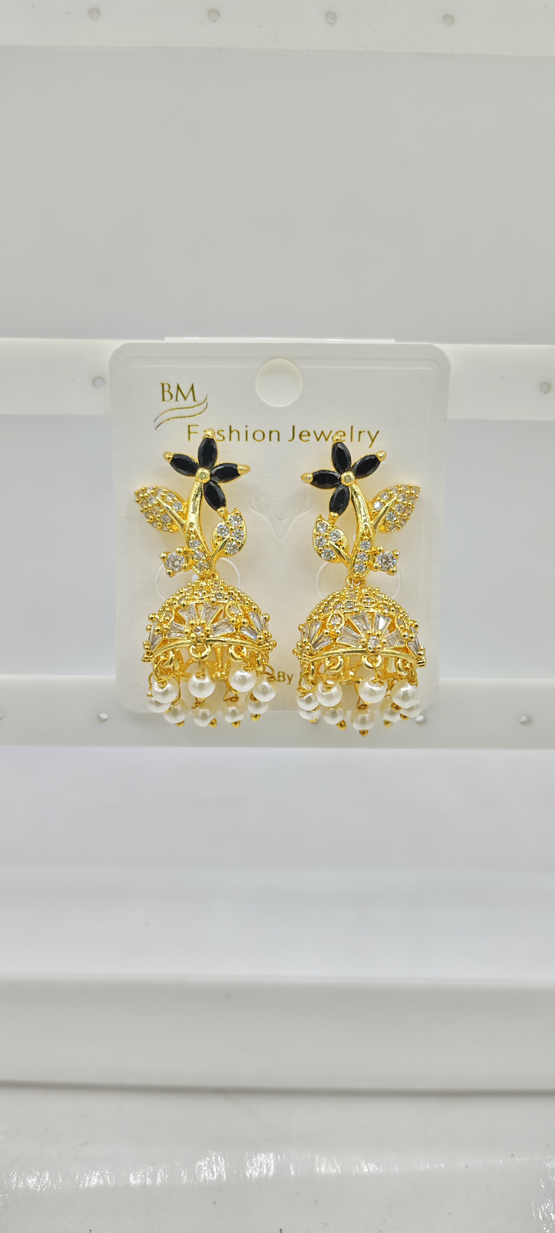 AD YELLOW GOLD COLOR JHUMKI - 21674 NX