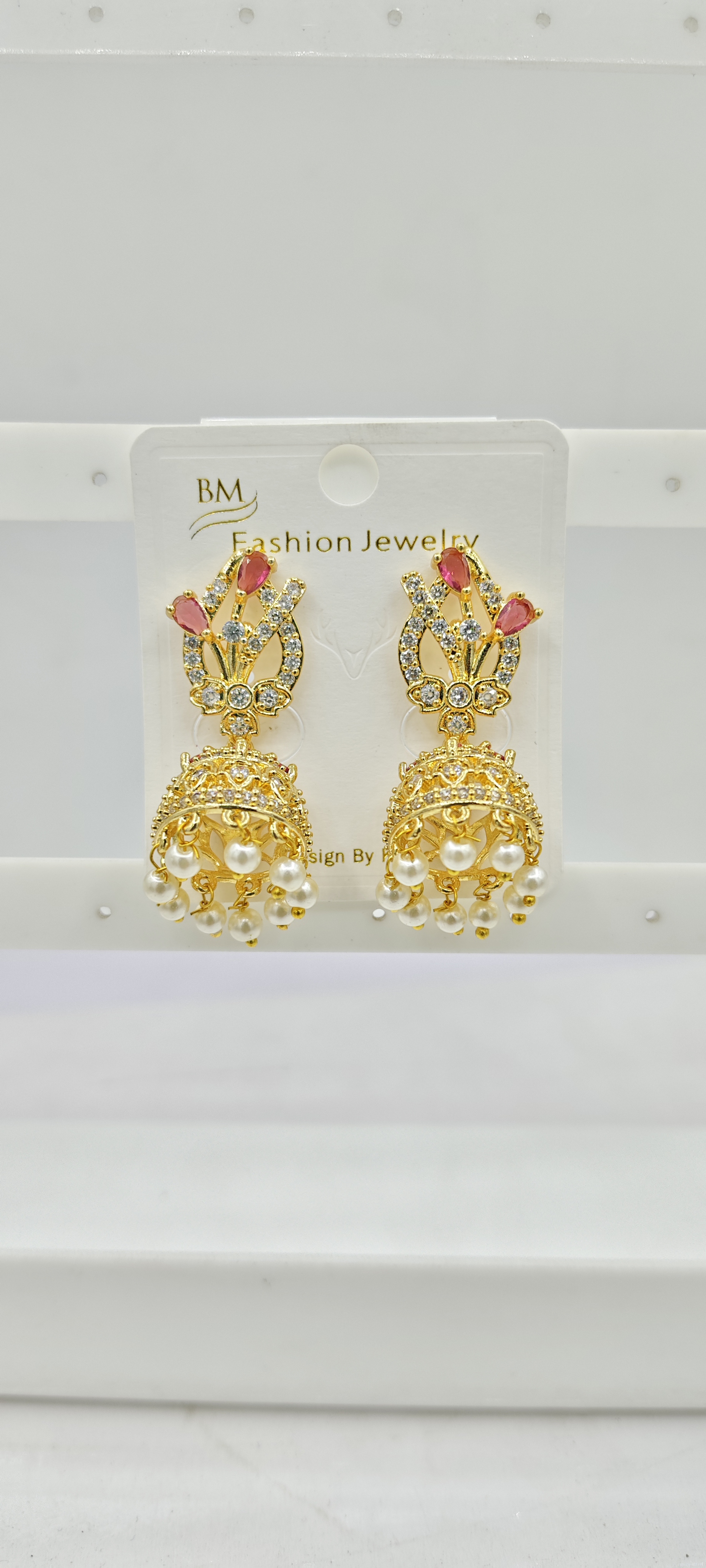 AD YELLOW GOLD COLOR JHUMKI - 21670 NX