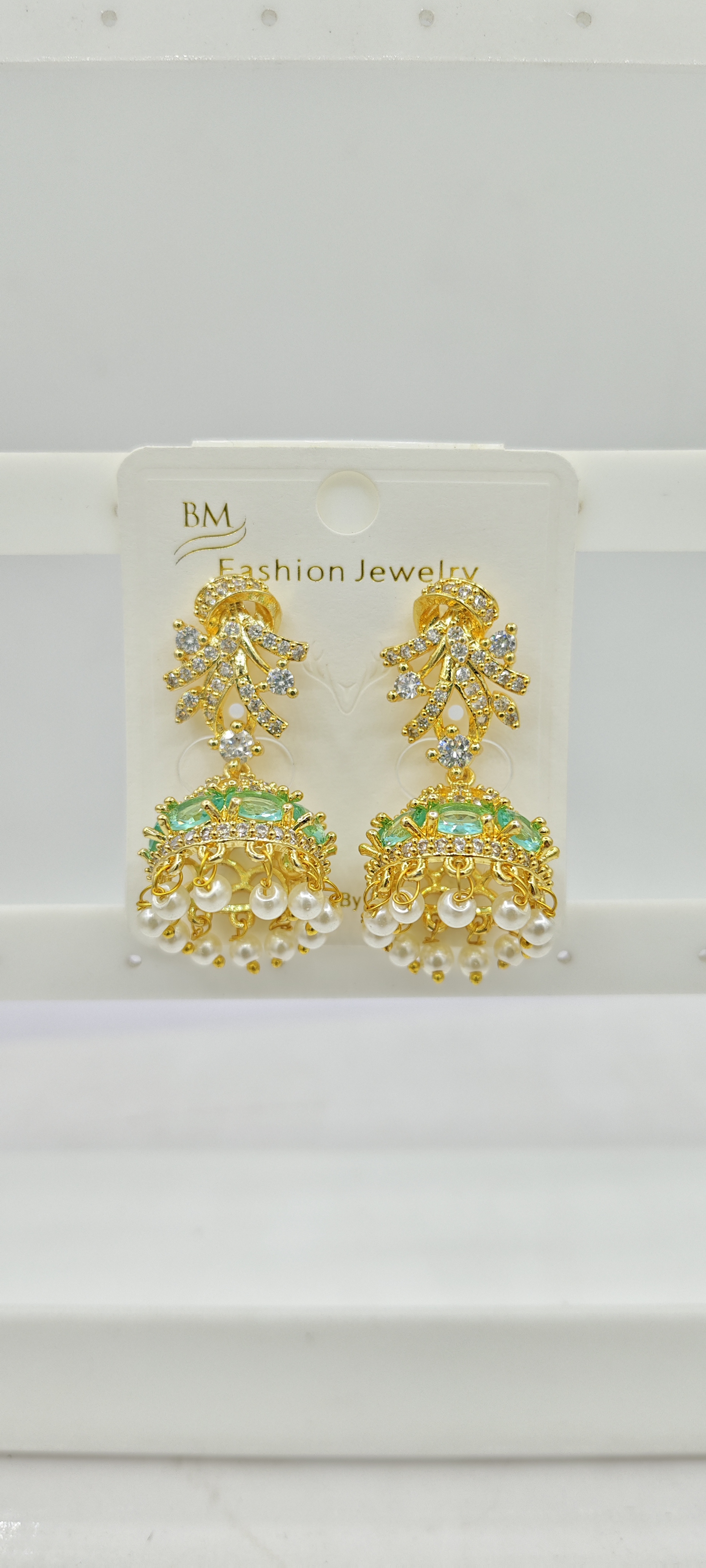 AD YELLOW GOLD COLOR JHUMKI - 21648 NX